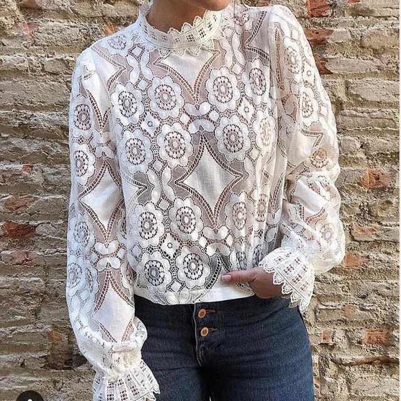 /OLIVIA/ 1 LEFT 5⭐️ White Lace Boho Blouse Top - Picture 8 of 8